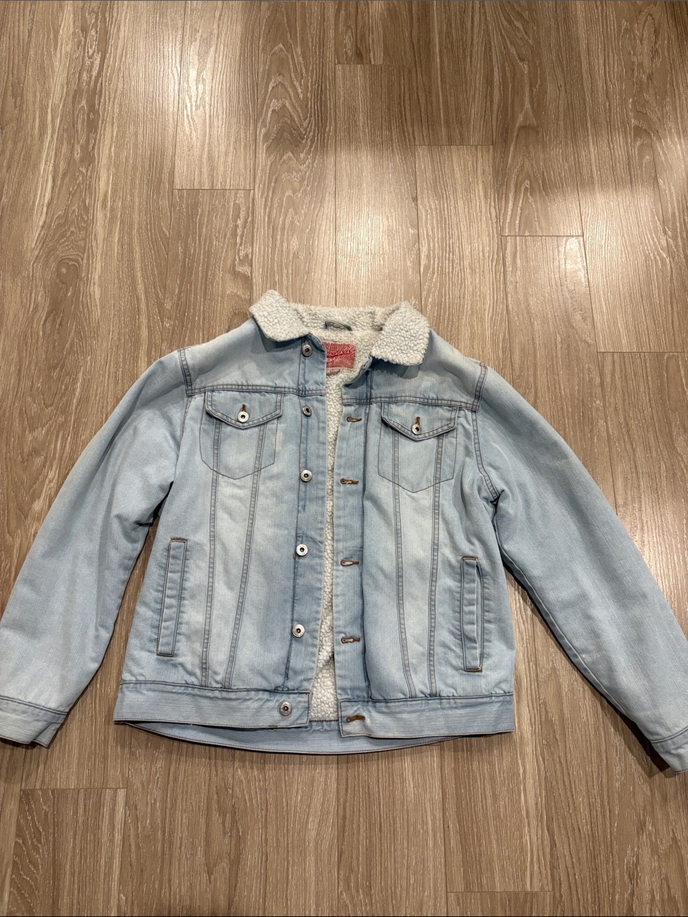 Brooklyn Cloth Light Blue Denim Sherpa Jacket for Men